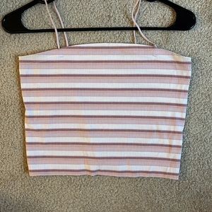 American Eagle pink/purple/white striped crop tank size US L